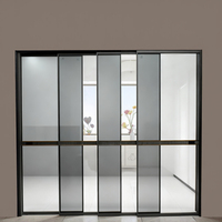 Système parfait Porte coulissante à quatre panneaux ultra-mince Porte de séparation en verre et alliage moderne Convient pour la chambre à coucher, la cuisine et le balcon