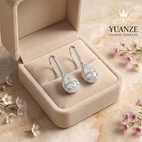Boucles d'oreilles pendantes de luxe en argent 925 plaqué or blanc 18 carats avec moissanite taille poire et halo, bijoux de mariage pour mariée, OEM ODM, 5g