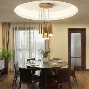 Ristorante europeo ha condotto il tubo grande lampadario illuminazione decorativa moderna coperta in legno pianta luci del pendente - Product Image 6