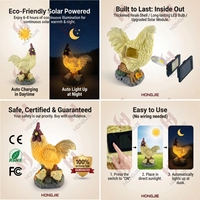 Lampe solaire de jardin en résine personnalisable en forme de coq, étanche IP44, blanc chaud, lumière décorative de jardin