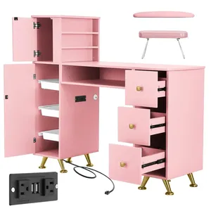 Table à ongles rose pour technicienne, bureau pour technicienne, table de manucure, station pour maquillage, beauté, spa, salon, personnalisable - Product Image 1