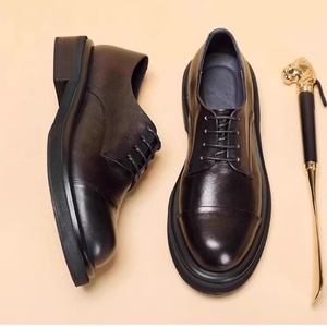 Chaussures habillées de luxe pour hommes, en cuir véritable, à lacets, bout pointu, pour le printemps, l'automne et l'été, semelle en caoutchouc - Product Image 5