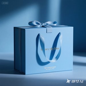 Échantillon gratuit, boîtes cadeaux rigides en carton papier bleu ciel de luxe avec logo personnalisé, grandes boîtes magnétiques avec poignée en ruban - Product Image 5