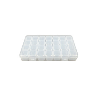 Jewelry Organizer Box 28 Grids Clear Plastic Storage Case For Nail Rhinestones Glitter Desktop Organizer With Lid - Product Image 5