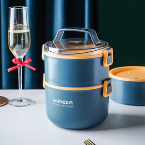 Boîte à lunch isotherme à double compartiment en acier inoxydable 304 avec couvercle pour étudiants, type <span class=keywords><strong>bento</strong></span> - Product Image 3