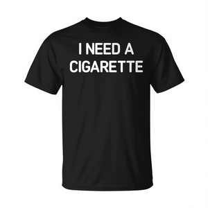 T-shirt sardonica I Need A Cigarette per adulti, unisex, nera, 100% cotone - Product Image 2