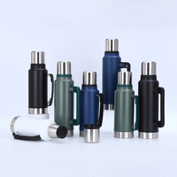 Botol air olahraga, termos perjalanan dengan pegangan, botol air Stainless Steel, 1300, kapasitas besar, ramah lingkungan, 304 ML