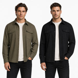 ICO Vintage The <span class=keywords><strong>Dante</strong></span> - Sobrecamisa informal y elegante de manga larga para hombre, con botones, estilo shacket, para un look casual elegante, mezcla de poliéster y algodón - Product Image 1