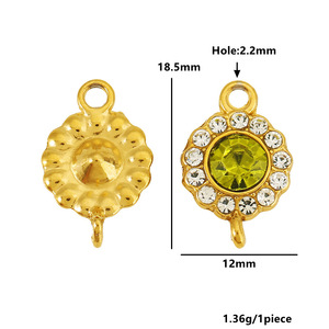 Conector de Flor de Acero Inoxidable con Zirconia para Fabricación de Collares, Componente de Joyería 523 - Product Image 3