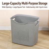 Panier à linge moderne en PP durable et léger avec poignées, tissage ajouré respirant, pour salle de bain, vêtements, jouets, linge de maison