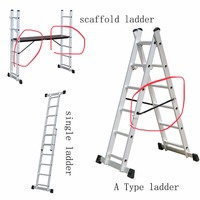 Échelle combinée multifonction en aluminium certifiée EN131, convertible en échelle en A / échelle droite / échelle plateforme