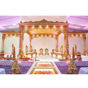 Mandap de mariage de style Maharaja Sydney, magnifique mandap en bois, aspect FRP, vente en gros exclusive, aspect bois, mandap en fibre, Canada - Product Image 1