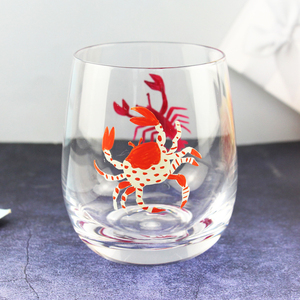 Nuovi Bicchieri da Vino Senza Stelo Dipinti a Mano con Animali Marini, Design Estivo 2025, Personalizzabili con Cervo, Granchio, Pesce, Aragosta - Product Image 4
