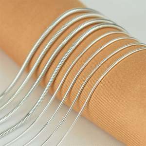 Collar Clásico de Plata de Ley 925 con Cadena de Serpiente <span class=keywords><strong>Omega</strong></span> Redonda - Product Image 3