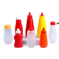 Bouteille de sauce en plastique HDPE de qualité alimentaire de 200 ml en forme de cylindre pour sauce tomate, mayonnaise, sauce chili, avec bouchon à visser et pompe à presser