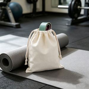 Wholesale <b>Plain</b> White Drawstring Eco-Friendly <b>Canvas</b> Storage Bags Gift Wrapping Pouches - Product Image 1