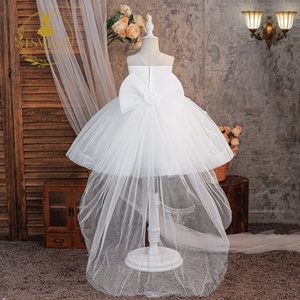 Abito da Principessa per Damigella d'Onore, <span class=keywords><strong>Vestito</strong></span> da Ballo con Scollo a Barchetta, Applicazioni in Pizzo e Grande Fiocco per Feste di Compleanno, Abiti da Sposa - Product Image 2
