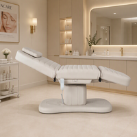 Table de soin esthétique électrique à 3 moteurs, entièrement recouverte de cuir, avec appui-tête amovible et hauteur réglable, pour salon et spa
