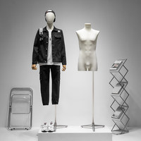 Mannequin de vitrine pour veste, buste masculin en bois avec bras flexibles, blanc, pour présentation de costumes