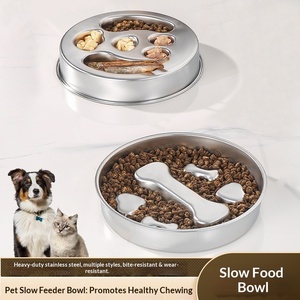 Bol à nourriture lente rond en acier inoxydable antidérapant et épaissi pour chien et chat - Product Image 5