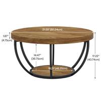 Table basse convertible moderne de 31,7 pouces avec 2 niveaux de rangement, en bois d'ingénierie, meubles de salon pour hôtel, bureau, café