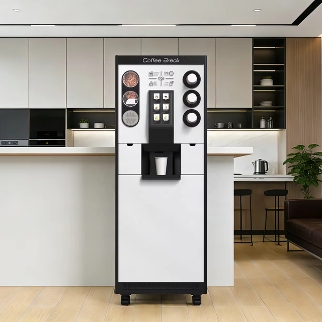 Commercial Coffee Vending Machine with Ice Maker | QR Code Token Payment Steel Construction Cloud-Based Management Wi-Fi Enabled