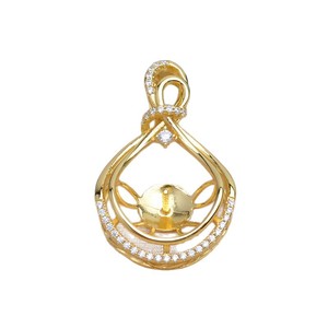 อุปกรณ์ทำเครื่องประดับเงินแท้ 925 ฐานจี้เปล่าแบบเรียบง่าย ผลิตภัณฑ์กึ่งสำเร็จรูปสำหรับทำเครื่องประดับ ขนาด 12-13.5 มม. รุ่น JG5881 สำหรับไข่มุกเม็ดเดี่ยว - Product Image 3