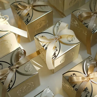 Nouveau or ruban papier cadeau emballage carton Uv revêtement fleur boîte à bonbons chocolat pour les faveurs de fête de mariage