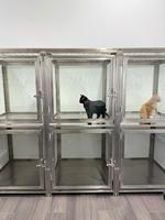 Fabricant en gros de grandes cages pour chats, cage à animaux de luxe à deux étages, cage en acier inoxydable, cage pour animaux de compagnie en métal, plateau en plastique