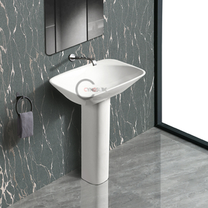 Precio al por mayor: Lavabo de cerámica blanco, lavabo de columna mini para apartamentos pequeños - Product Image 5
