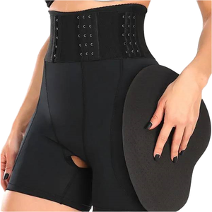 Nouveauté 2026 : Shorty gainant taille haute effet push-up avec coussinets amovibles et entrejambe ouvert, rehausseur de hanches - Product Image 1