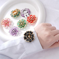 Nouvel Arrivage – Bouton Décoratif Élégant en Alliage Doré avec Strass en Forme de Fleur de Lotus pour Col de Chemise