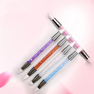 Penna acrilica a doppia <span class=keywords><strong>punta</strong></span> in <span class=keywords><strong>Silicone</strong></span> per unghie con manico in strass, strumento per intagliare lo smalto per la progettazione <span class=keywords><strong>pennello</strong></span> per unghie a doppia <span class=keywords><strong>punta</strong></span> - Product Image 3