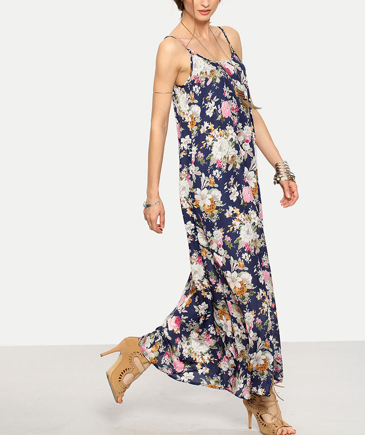 衣服女士连衣裙意大利面带无袖无袖印花连衣裙优雅休闲连衣裙女士