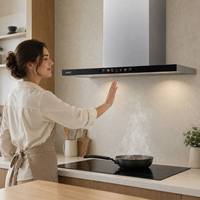 Hotte aspirante murale en acier inoxydable à commande gestuelle avec nettoyage automatique et écran TFT pour cuisine moderne