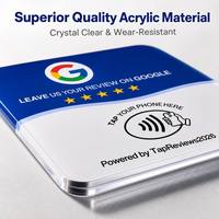 Support de table en acrylique 10x10cm pour carte de commentaires NFC 13.56MHz, Tap to Review QR, OEM/ODM personnalisé, prêt à expédier, en stock