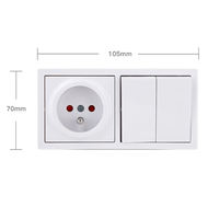 Ensemble interrupteur mural et prise standard UE, bouton large, encastré, 2 modules, 1 voie, interrupteur 10A 250V, prise Schuko allemande 16A, matériau PC
