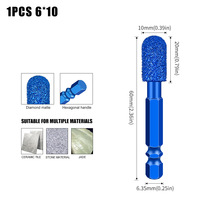 Tête abrasive diamantée à tige hexagonale 1/4in 6 formes différentes Perceuse à main Tête de polissage Polissage Fraise en alliage d'acier au tungstène