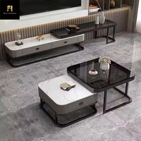 Ensemble de table basse et de meuble TV moderne et luxueux, plateau carré, meubles de salon