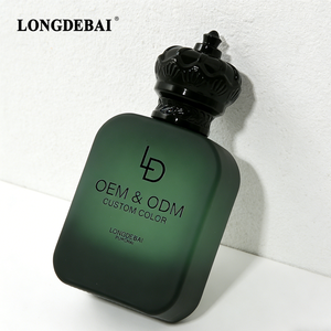 Custom Rectangle Matte Green Printed logo 30ml 50ml 100ml Empty Glass Luxury Perfume <b>Bottle</b> with <b>Plastic</b> Crown Lid - Product Image 1