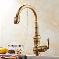 Robinet pivotant à 360 degrés, ancien bronze, robinet de cuisine de luxe avec pomme, un trou