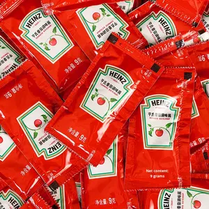 Envío gratis para 9g * 600 bolsas paquete pequeño salsa de tomate uso comercial para hamburguesas pollo frito patatas fritas condimento - Product Image 1