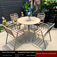 Ensemble de table et de chaises de jardin modernes, durables, en acier au carbone et en aluminium, imperméables, résistants à la rouille, élégants et stables pour la terrasse et le jardin
