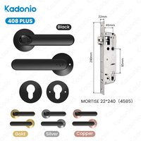 Kadonio Golden Supplier Aluminium Alloy 4585 Mortise APP Unlock Fingerprint Lock Cylinder Door Lock Set for Wooden Door