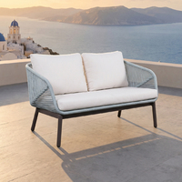 Ensembles de canapés d'extérieur modernes en aluminium durable J&M pour patio et cour - Meubles de jardin résistants aux intempéries pour salon