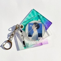 Vente en gros de porte-clés avec logo porte-clés musique acrylique holographique personnalisé Spining rotatif Nfc Album Mini cd porte-clés