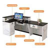 QT-224X Comptoir de caisse d'angle simple et moderne en bois avec rangement, petite table de bar, armoire pour salon de beauté et salon de coiffure