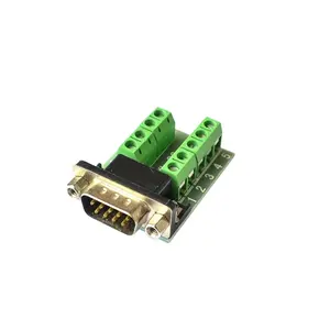 D-sub konektor tanpa solder 9pin DB9 RS232 seri ke Terminal konektor adaptor Pria Wanita papan Breakout hitam + hijau