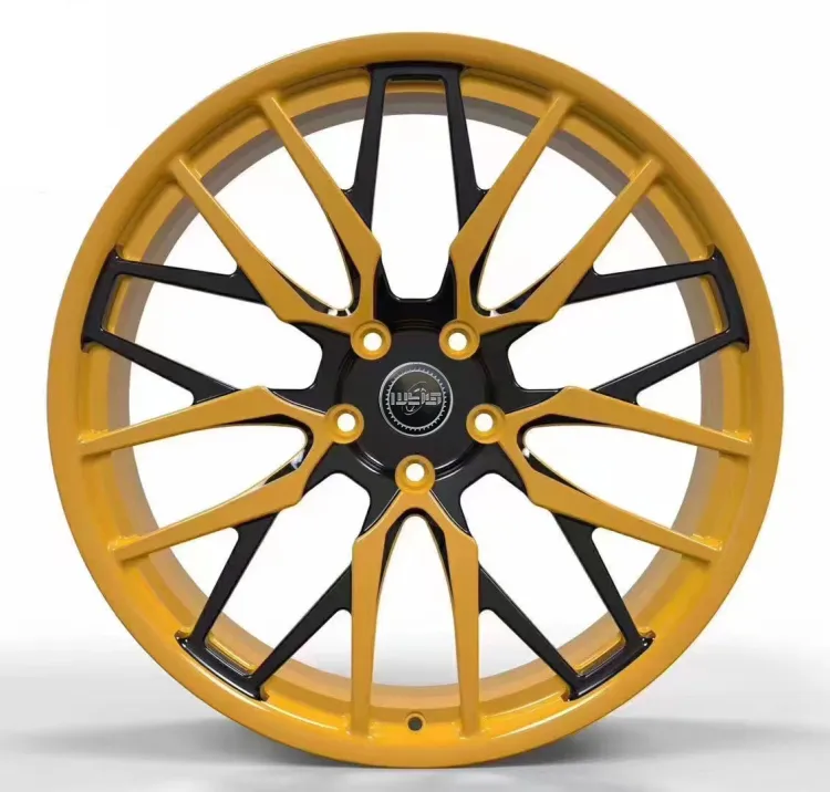 18 19 20 21 22 inch of alloy forged car wheels Custom yellow and black High quality 2 piece forging Wide Edge car rims