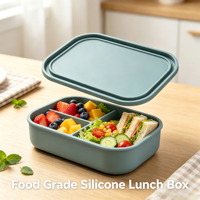 Nouveau modèle 2026, qualité alimentaire, personnalisable, silicone. Boîte à lunch portable en silicone pour enfants, conteneur à lunch, boîte à lunch.